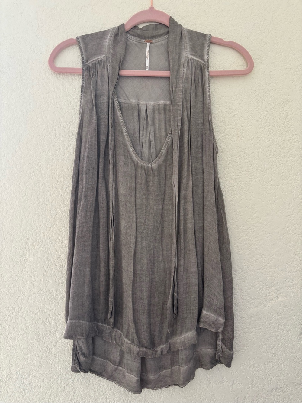 Free People Forget Me Not tie-neck rayon tank